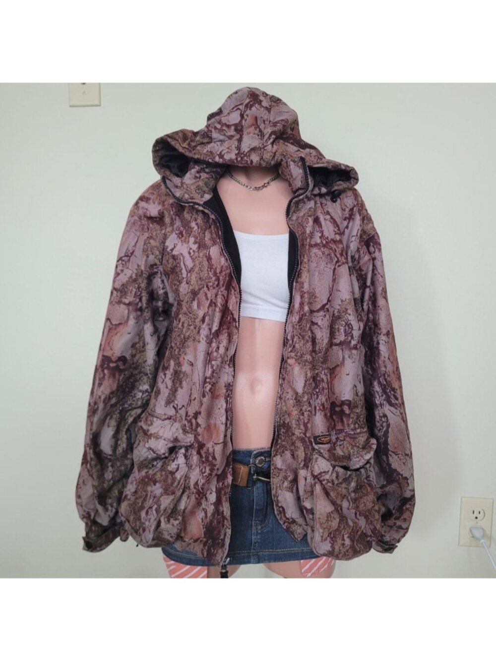 Yukon Gear Gorpcore Oversized Camouflage Utility Zip Up Hoodie (L)